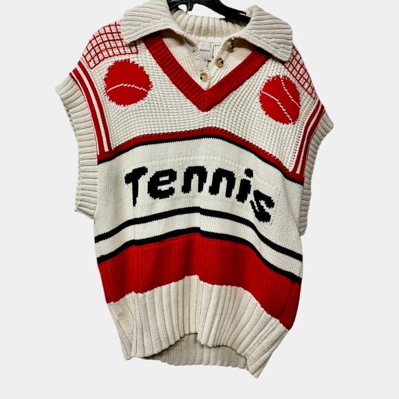 Anthropologie Maeve V Neck Button Up Tennis Sweater Knit Twofer Size M New - Picture 4 of 5